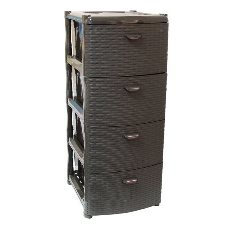 Комод пластик Коричневый ротанг 4 секции коричневый