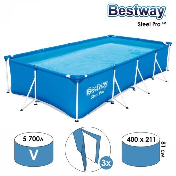 Бассейн каркасный Bestway Steel Pro 400х211х81 см 5 700л