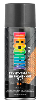 Грунт-эмаль аэрозольная Decorix по ржавчине графитово-серая RAL 7024 глянцевая 520 мл
