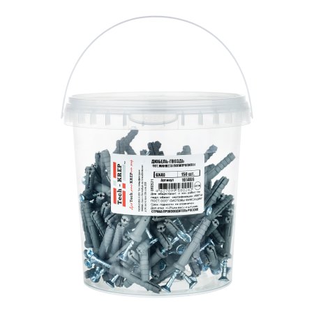 Дюбель распорный 6х40 мм 150 шт полипропиленовый с потайным бортиком
