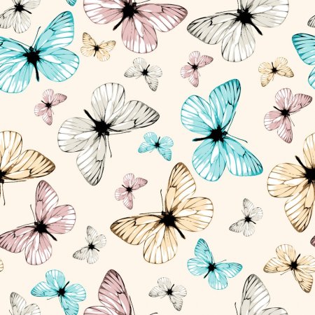 Штора для ванной  MIRANDA Бабочки 180х200см полиэстер цвет бежевый