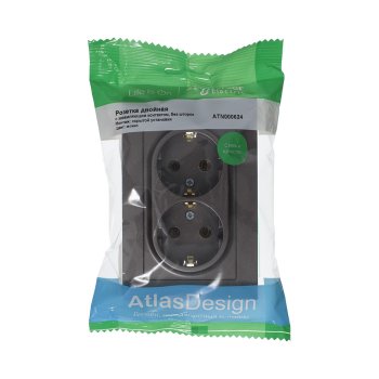 Розетка силовая двойная встраиваемая Schneider Electric AtlasDesign с заземлением, цвет мокко, арт. ATN000624