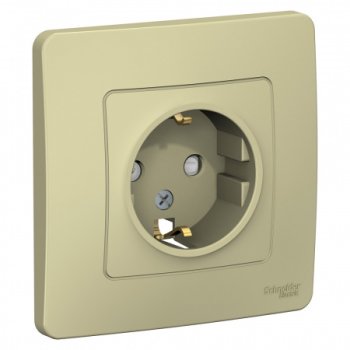 Розетка силовая одноместная встраиваемая Schneider Electric Blanca с заземлением, цвет бежeвый, арт. BLNRS001117