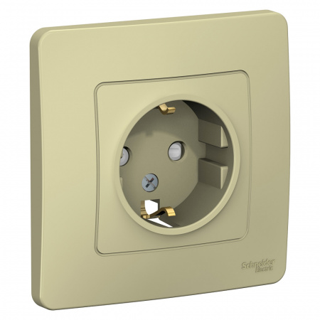 Розетка силовая одноместная встраиваемая Schneider Electric Blanca с заземлением, цвет бежeвый, арт. BLNRS001117