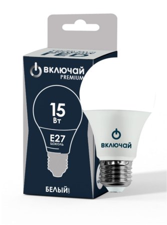 Лампа светодиодная Включай PREMIUM E27 15Вт 4000К нейтральный белый груша (А)