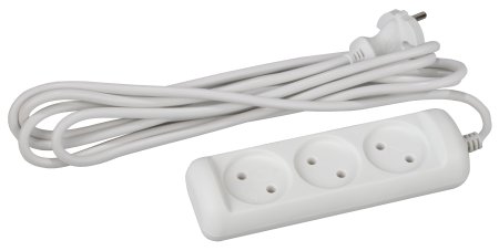 Удлинитель бытовой ЭРА 3 розетки без выключателя без заземления 7 м 10А белый IP20