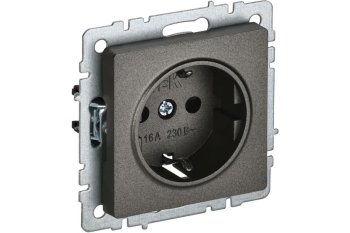 Розетка силовая одноместная встраиваемая IEK Brite с заземлением, цвет темная бронза, арт. BR-R11-16-K45