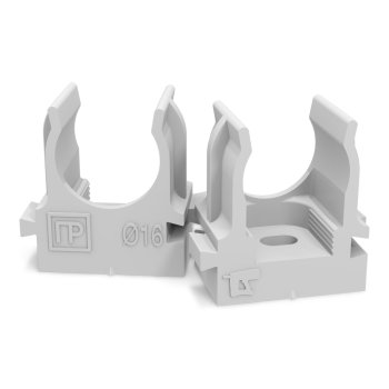 Держатель для труб 16 мм под монтажный пистолет Промрукав серый уп.100шт. арт.PR13.0119