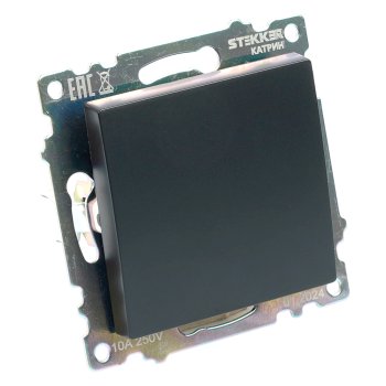 Выключатель встраиваемый STEKKER Катрин 1 кл. черный, без подсветки, арт. GLS10-7103-05