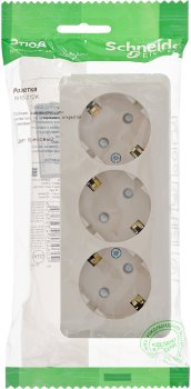 Розетка силовая тройная накладная Schneider Electric Этюд с заземлением, цвет кремовый, арт. PA16-012K
