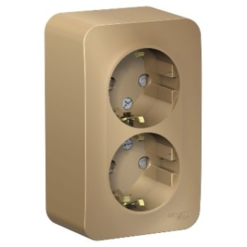 Розетка силовая двойная накладная Schneider Electric Blanca с заземлением, цвет титан, арт. BLNRA011214