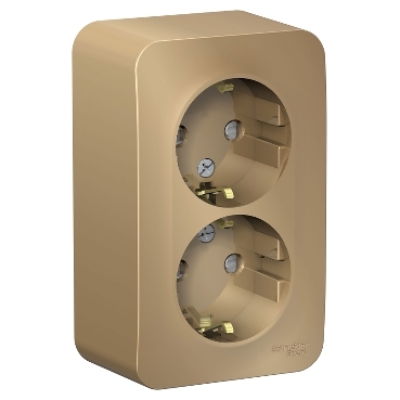 Розетка силовая двойная накладная Schneider Electric Blanca с заземлением, цвет титан, арт. BLNRA011214