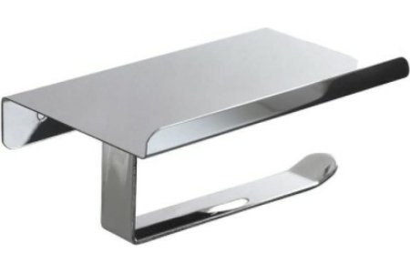 Держатель для туалетной бумаги настенный хром с полкой без крышки