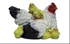 Садовая фигура Курица-мама с детьми 16 см