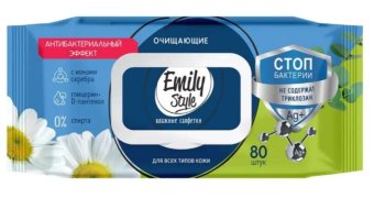Салфетки влажные Emily Style Для всей семьи антибактериальные 80 шт