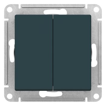 Выключатель встраиваемый Schneider Electric AtlasDesign 2 кл. изумруд, без подсветки, арт. ATN000851