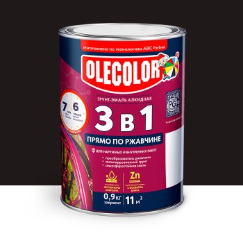 Грунт-эмаль ABC-Farben Olecolor по ржавчине черная 0,9 кг полуглянцевая