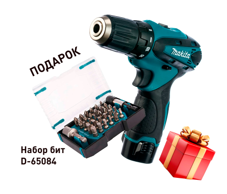 Дрель-шуруповерт аккумуляторная Makita DF330DWE Li-lon 10,8В 2x1,3Ач 24Нм