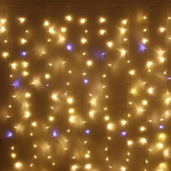 Гирлянда для улицы занавес Мерцание 1,5х2м белый теплый 320 LED ламп прозрачный провод