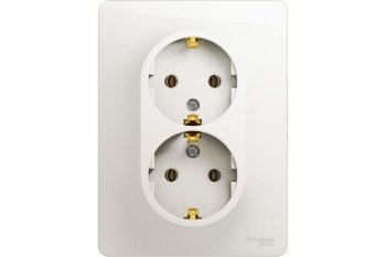 Розетка силовая двойная встраиваемая Schneider Electric Glossa с заземлением, цвет перламутр, арт. GSL000624