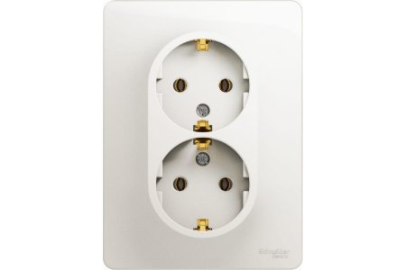 Розетка силовая двойная встраиваемая Schneider Electric Glossa с заземлением, цвет перламутр, арт. GSL000624
