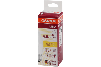 Лампа светодиодная Osram E27 6,5Вт 830К нейтральный белый свеча (C)