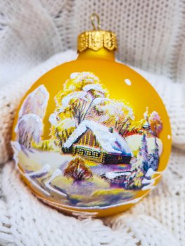 Шар Русская зима 6,5 см цвет золотой Шар Русская зима 6,5 см цвет золотой