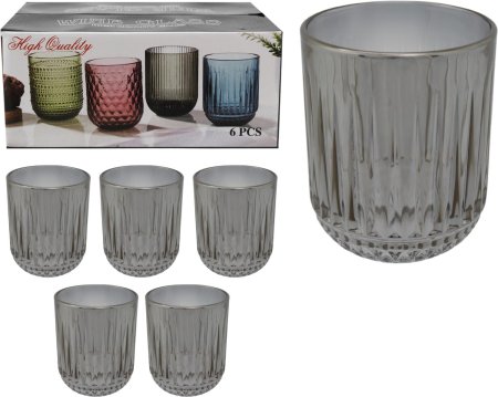 Набор стаканов Дымчатый низкие цвет серый 260мл 6шт Набор стаканов Дымчатый низкие цвет серый 260мл 6шт