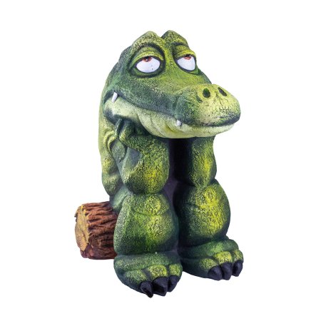 Садовая фигура Крокодил на бревнышке 44см
