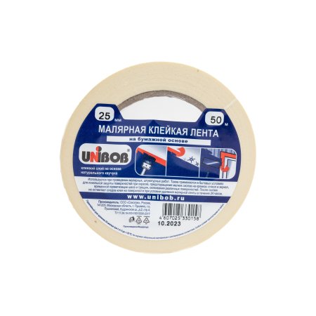 Лента малярная UNIBOB 25 мм х 50м белый