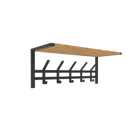 Вешалка настенная Торонто21 5 крючков с полкой цвет черный/дерево