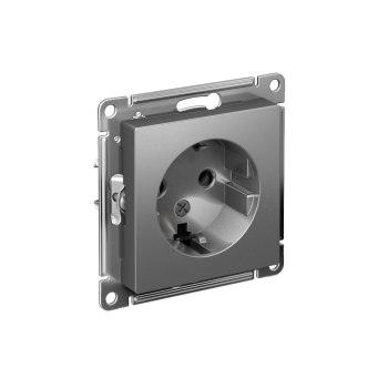 Розетка силовая встраиваемая Schneider Electric AtlasDesign с заземлением, цвет сталь, арт. ATN000943
