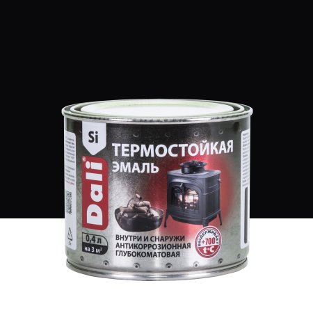 Эмаль Dali термостойкая черная 0,4 л матовая