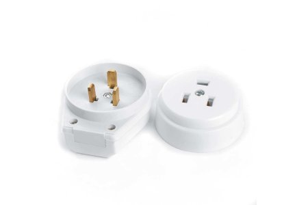 Разъем для электроплит накладной Россия 32А 250В 2P+PE белый IP20