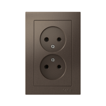 Розетка силовая двойная встраиваемая Schneider Electric AtlasDesign без заземления, цвет мокко, арт. ATN000620