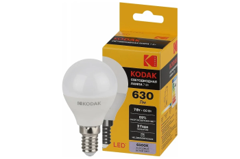 Лампа светодиодная Kodak Е14 7Вт 6500К холодный белый шар (G)