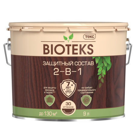 Антисептик Текс BIOTEKS 2 в 1 декоративный орех 9 л