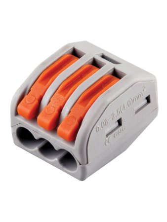 Клемма быстрозажимная с рычажком STEKKER LD222-413 0,08-4 мм2 3-проводная без пасты уп.5шт.