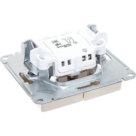 Выключатель встраиваемый Schneider Electric Glossa 2 кл. бежeвый, без подсветки, арт. GSL000251