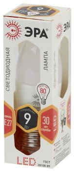 Лампа светодиодная ЭРА E27 9Вт 2700К теплый белый свеча (С)