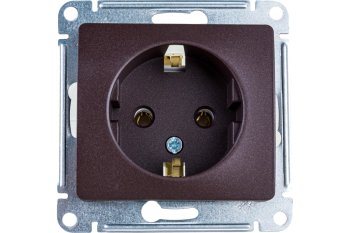 Розетка силовая одноместная встраиваемая Schneider Electric Glossa с заземлением, цвет шоколад, арт. GSL000843
