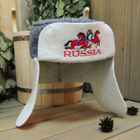 Шапка для бани Rusher RUSSIA Тройка полушерсть