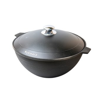 Казан для печи с крышкой круглое дно d32см 15,5 см 4,5 мм 7л