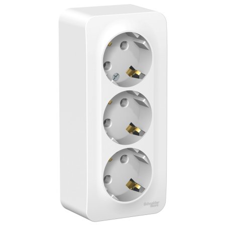 Розетка силовая тройная накладная Schneider Electric Blanca с заземлением, цвет белая, арт. BLNRA010311