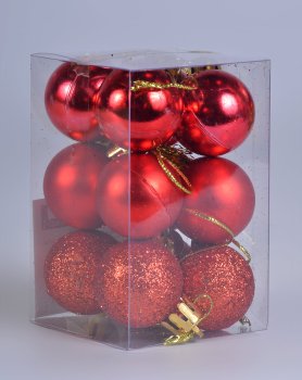 Набор шаров 3 см цвет красный 12шт Набор шаров 3 см цвет красный 12шт