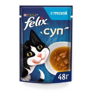Корм консервированный для кошек Felix треска суп 48г