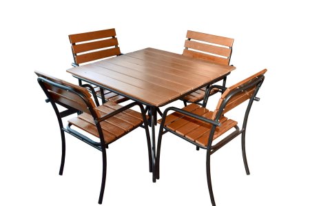 Комплект садовой мебели WOOD стол, 4 кресла кофе