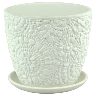 Горшок с поддоном Бутон Камешки 1,3л Ø15см белый