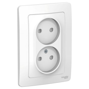 Розетка силовая двойная встраиваемая Schneider Electric Blanca без заземления, цвет белый, арт. BLNRS000121