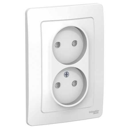 Розетка силовая двойная встраиваемая Schneider Electric Blanca без заземления, цвет белый, арт. BLNRS000121